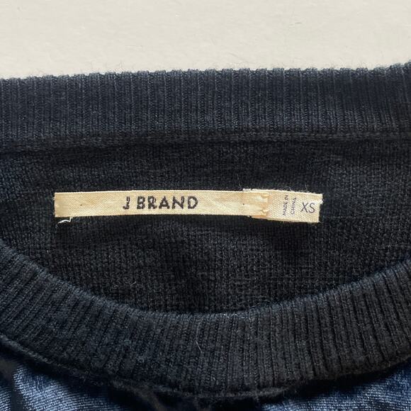 J Brand Velvet Front Merino Wool Sweater Womens XS Black Raglan Whimsigoth Soft - Picture 5 of 8
